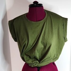 FRAME Knotted Rolled Tee Fatigued s/p